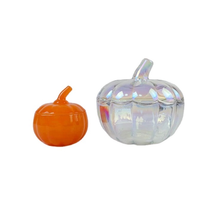 Pumpkin Shaped Crystal Glass Candle Jar