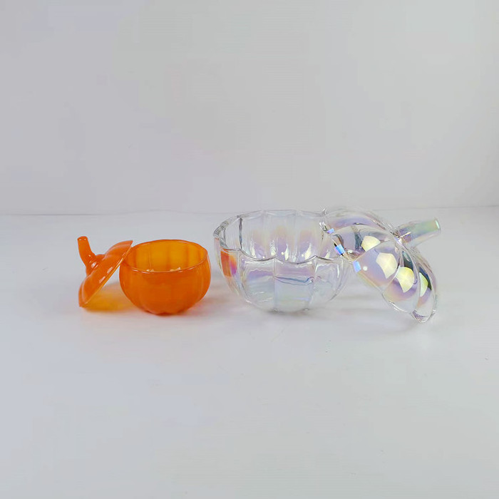 Pumpkin Shaped Crystal Glass Candle Jar