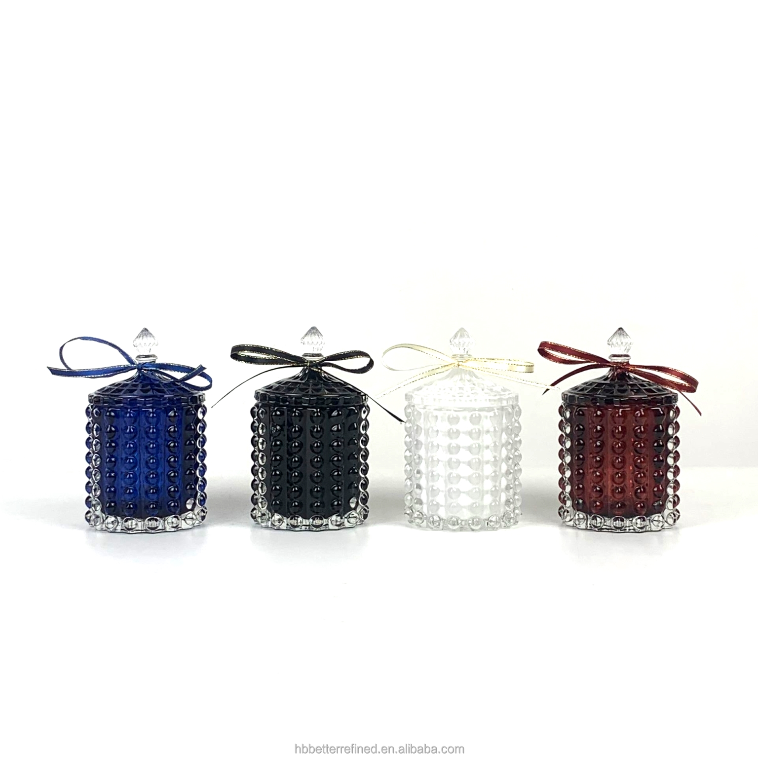 BUBBLE navy blue crystal glass GEO cut candy container bead black white red wax cup empty Lanterns and Candle Jars Food Storage