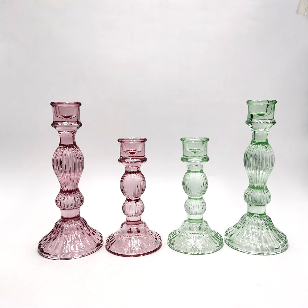 green translucent luxury wax deep vintage glass candle holder table candle light glass candlestick table centerpiece