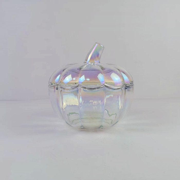 Pumpkin Shaped Crystal Glass Candle Jar