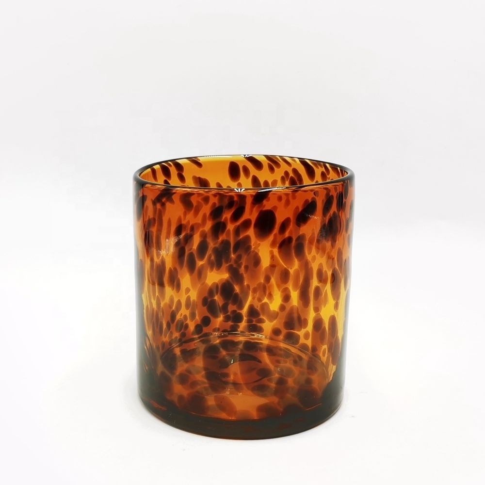 Leopard Pattern Glass Votive Candle Holder