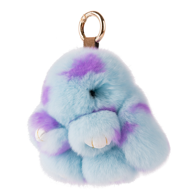 2022 Genuine Rex rabbit Fur Keychain Pendant Bag Car Charm Fluffy Bunny Rabbit Keychain