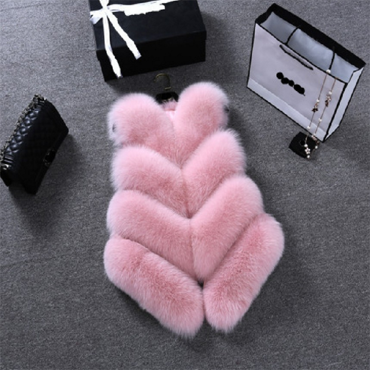 2022 Autumn Winter Faux Fur Women's Vest Factory Direct Sale Fake Fox Fur Mid-length Sleeveless Coat