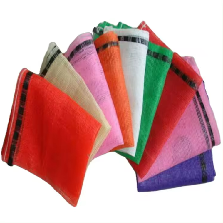 Promotional Drawstring folding reusable PP mesh sacks bags for packing Vegetable Potato Tomato Onion Fruit Apple Lemon firewood