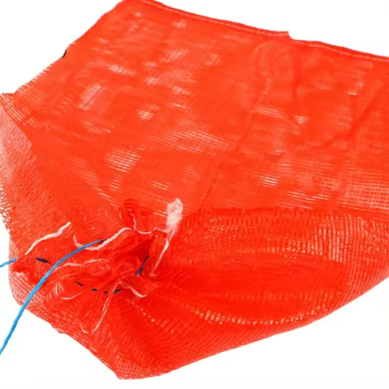 China recyclable PE knitted strong plastic raschel net vegetable fruits packaging mesh bag fruit firewood vegetable mesh bags