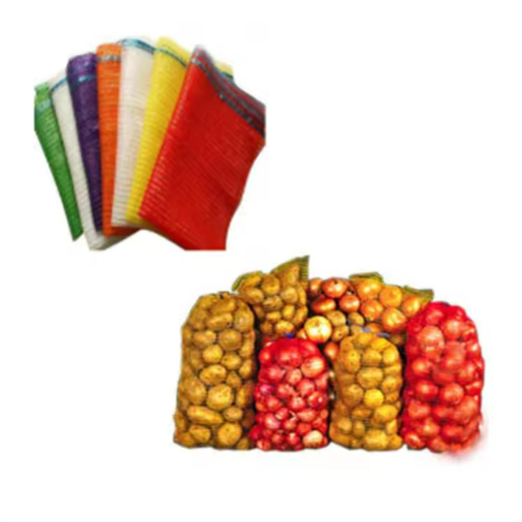 Promotional Drawstring folding reusable PP mesh sacks bags for packing Vegetable Potato Tomato Onion Fruit Apple Lemon firewood