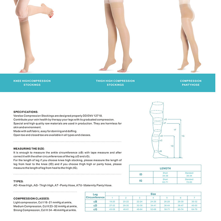 23-32 mmHg Thigh High Varicose Veins Medical Compression Stockings Treatment of venous thrombosis stockings