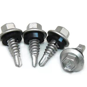 Chinese factory low price C1022A white zinc screws hex self drilling screw with rubber washer