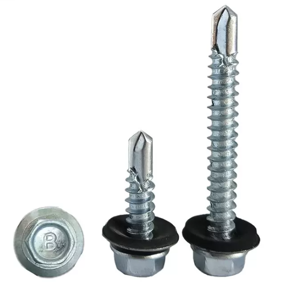 Chinese factory low price C1022A white zinc screws hex self drilling screw with rubber washer