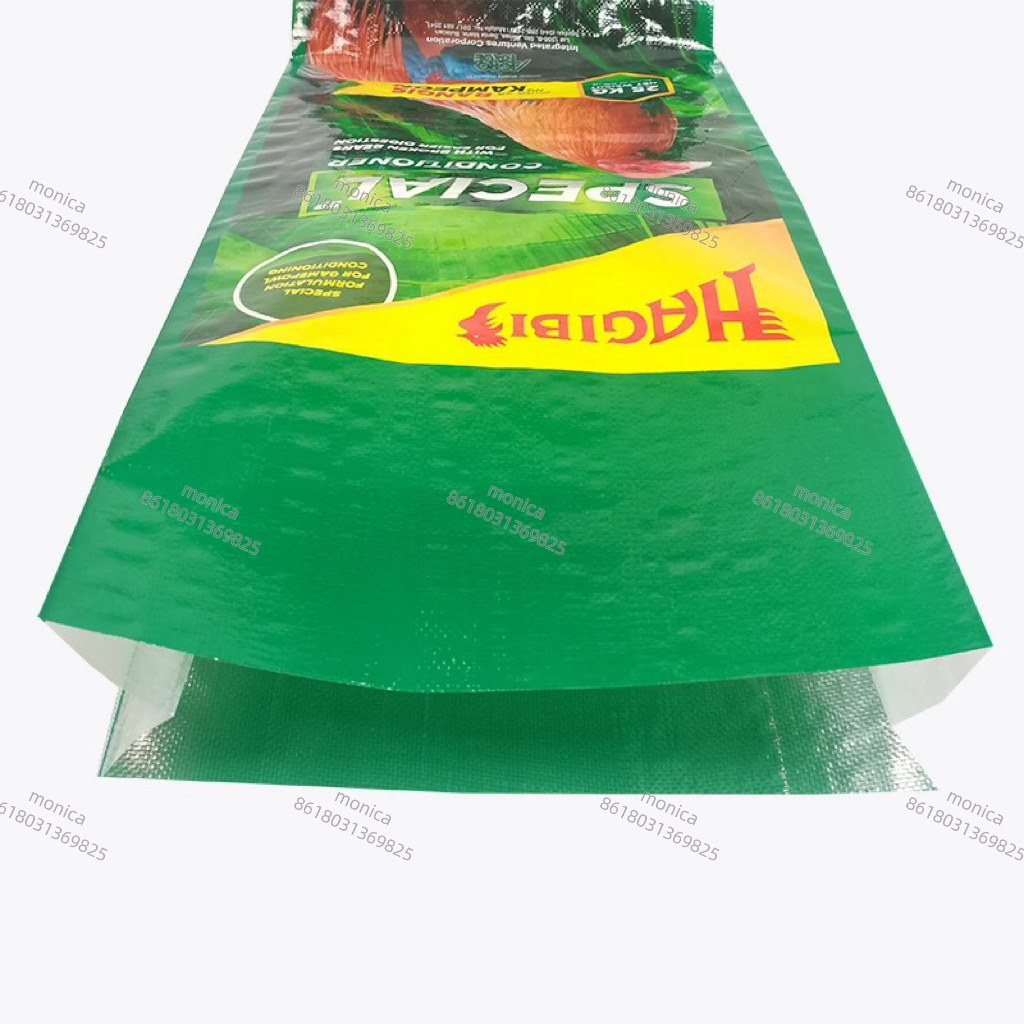 custom logo BOPP printing sack M side gusset bags 25kg 50lb plastic laminated pp woven bag for poultry feed toilet paper packing