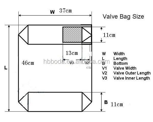 pp woven block bottom valve cement bag, 25kg 50kg PP Valve Block Bottom Plastic Cement Bag