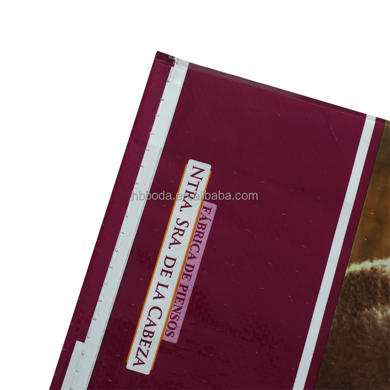 custom printing high-end BOPP plastic laminated animal feed pp woven sack lamb goat jumbuck alpaca sheep food packaging bag