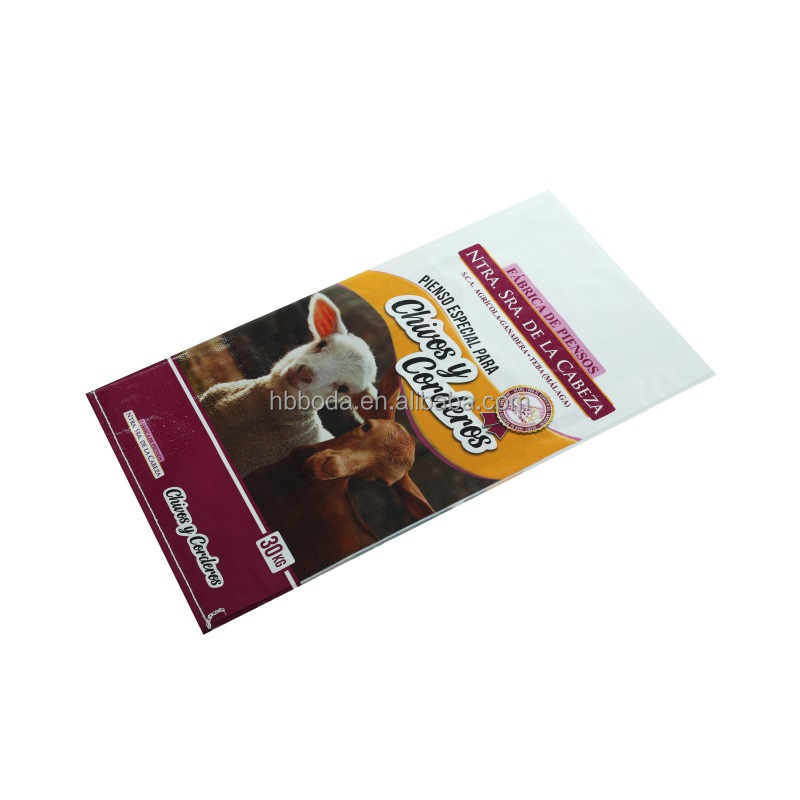 custom printing high-end BOPP plastic laminated animal feed pp woven sack lamb goat jumbuck alpaca sheep food packaging bag