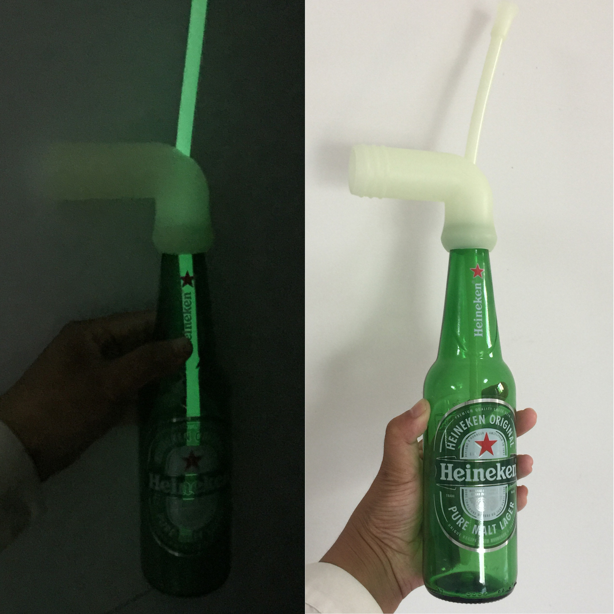 Glow in the Dark Easy To Carry Beer Bottle Snorkel Party Game Chug Beer Drinking Snorkel