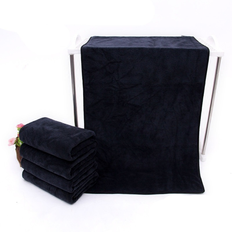 China supplier black microfiber towel for hair salon black towels custom logo