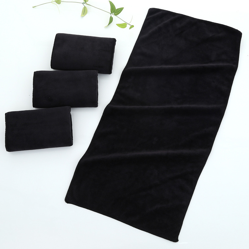 China supplier black microfiber towel for hair salon black towels custom logo