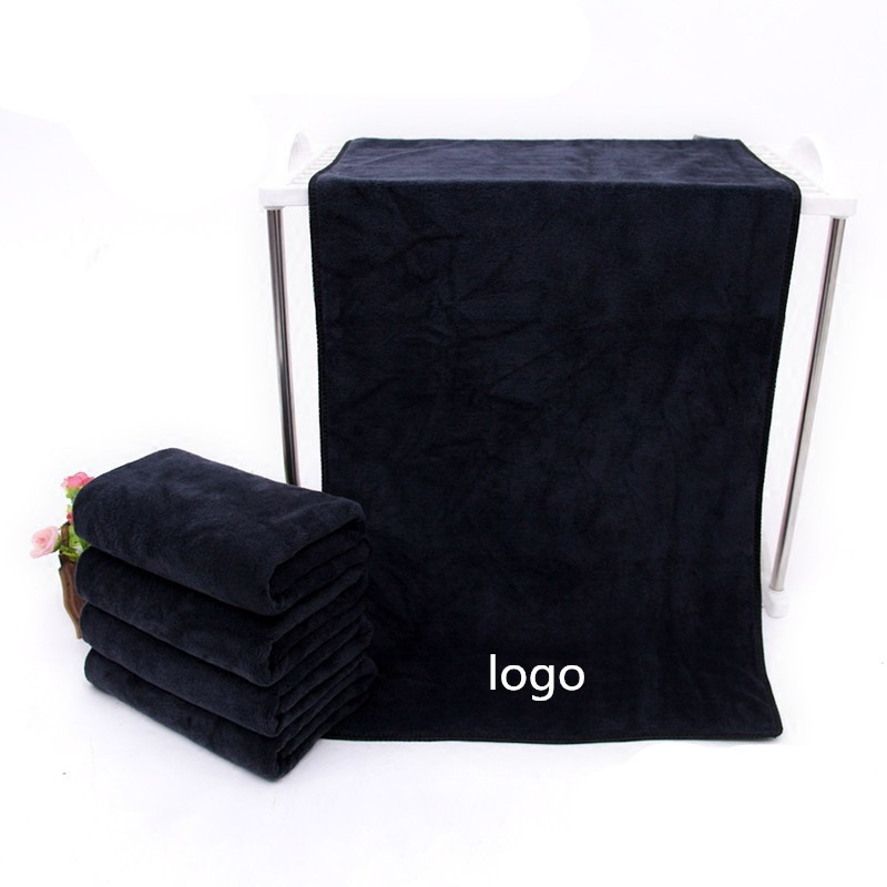 China supplier black microfiber towel for hair salon black towels custom logo