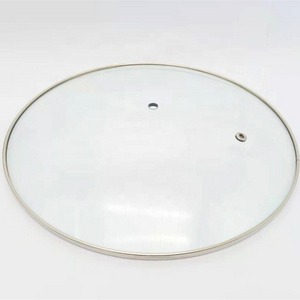 3mm glass 201ss rim C type clear  tempered glass lid with steam hole and handle for cooking pot