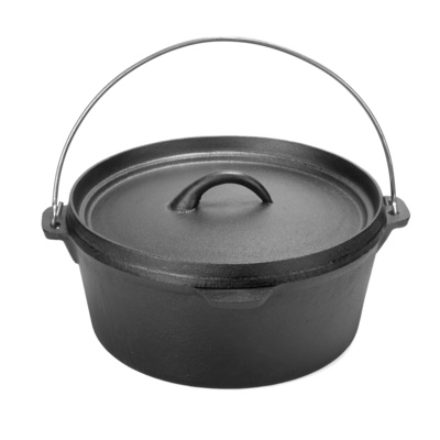 pre-seasoned cast iron camping pot with stainless steel handle cast iron cookware