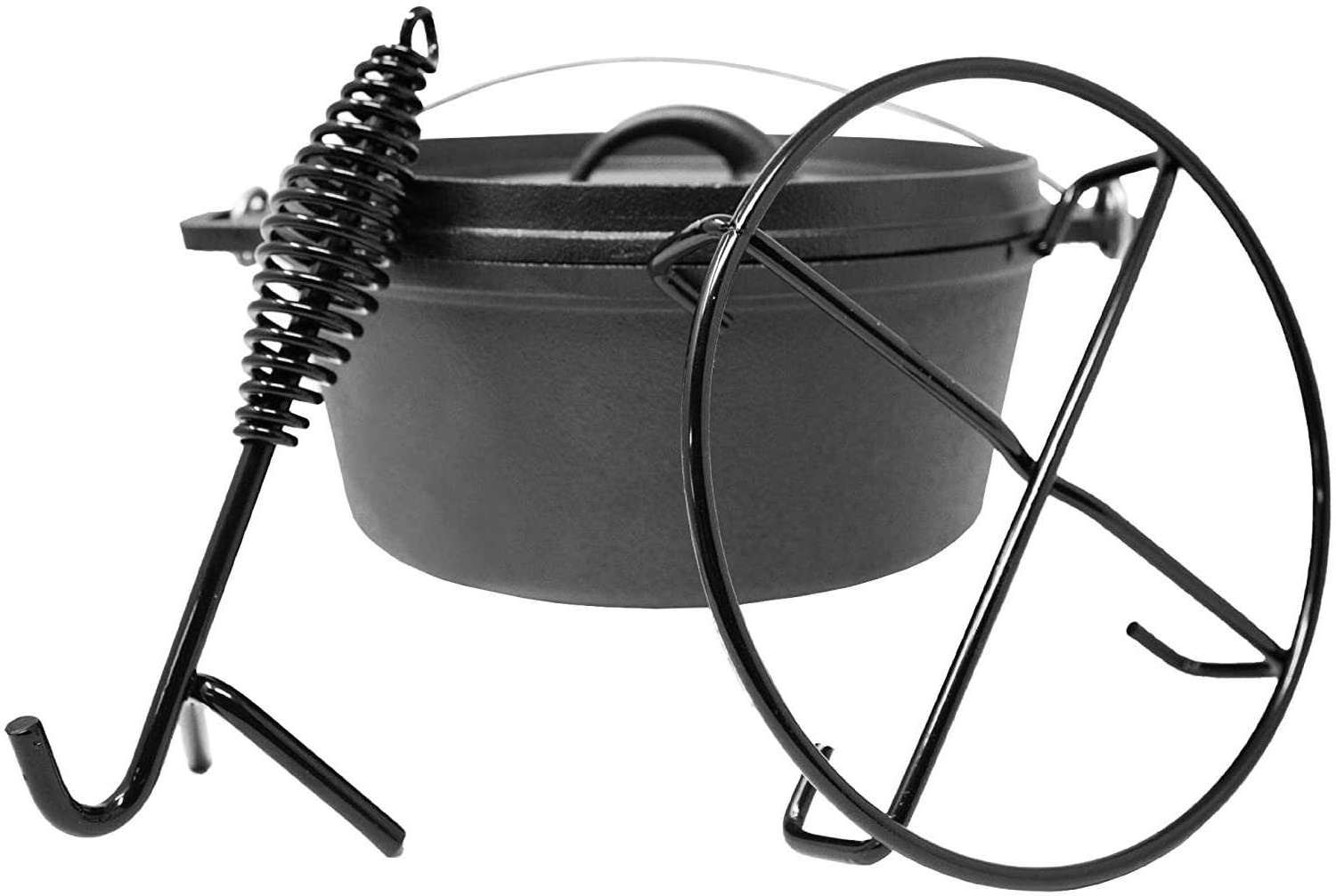 pre-seasoned cast iron camping pot with stainless steel handle cast iron cookware