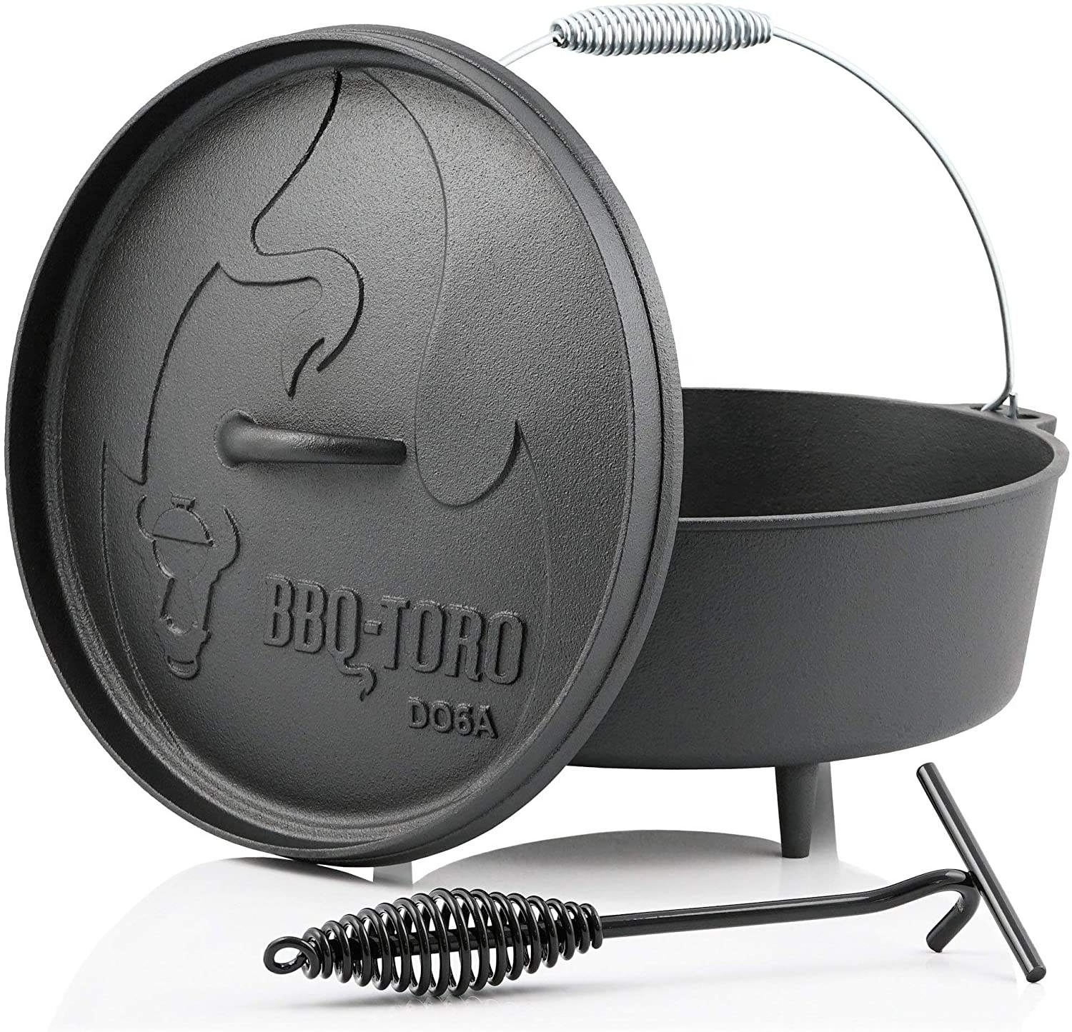 pre-seasoned cast iron camping pot with stainless steel handle cast iron cookware