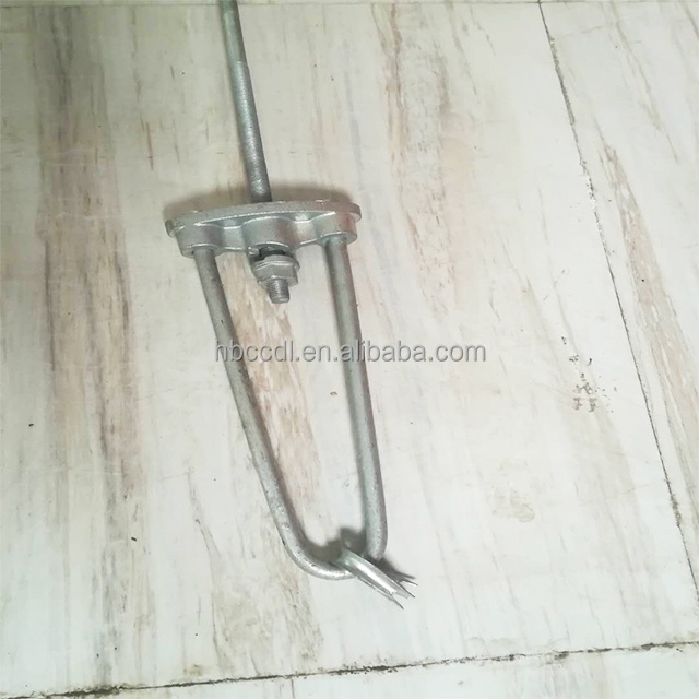 Galvanized iron bow stay anchor rod with thimble eye for OPGW ADSS overhead line