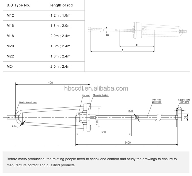 Galvanized iron bow stay anchor rod with thimble eye for OPGW ADSS overhead line