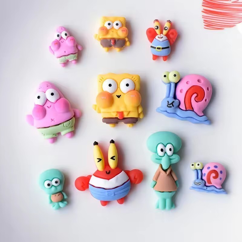 Wholesale Cartoon Sponge Miniature Resin Crafts Mobile Phone Case Charm Hair Clips Cream Glue Decoration Accessories