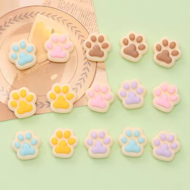 Wholesale Handmade Miniature Cartoon Cat and Bear Paw Resin Jewelry Accessories Cream Glue Hairpin Slime Charm DIY Phone Case