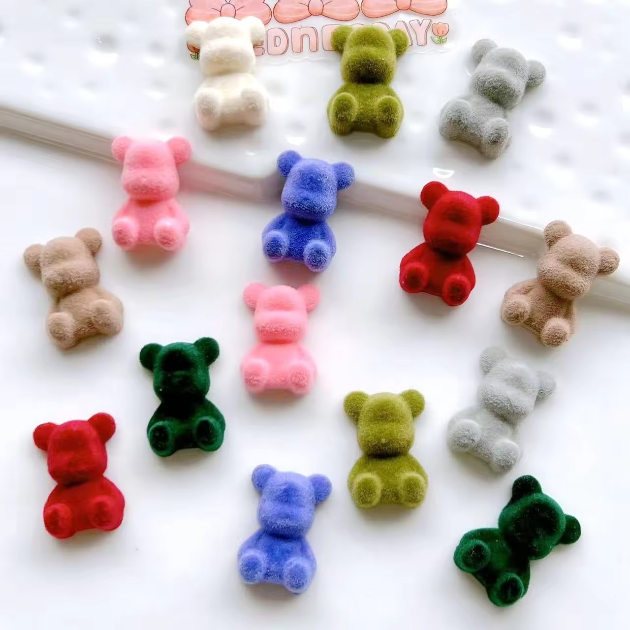 New DIY Mobile Phone Case Accessories Flocking Bear Doll Hairpin Cream Glue and Decoration Pendant-Resin Crafts Wholesale