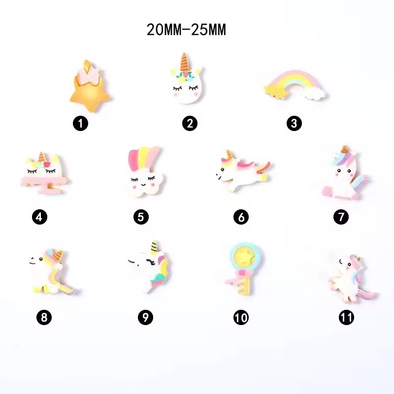 New Fashion Flat Resin Unicorn Fairy Stick Rainbow Slime Making Supplies for Scrapbooking Crafts Artificial Style Model