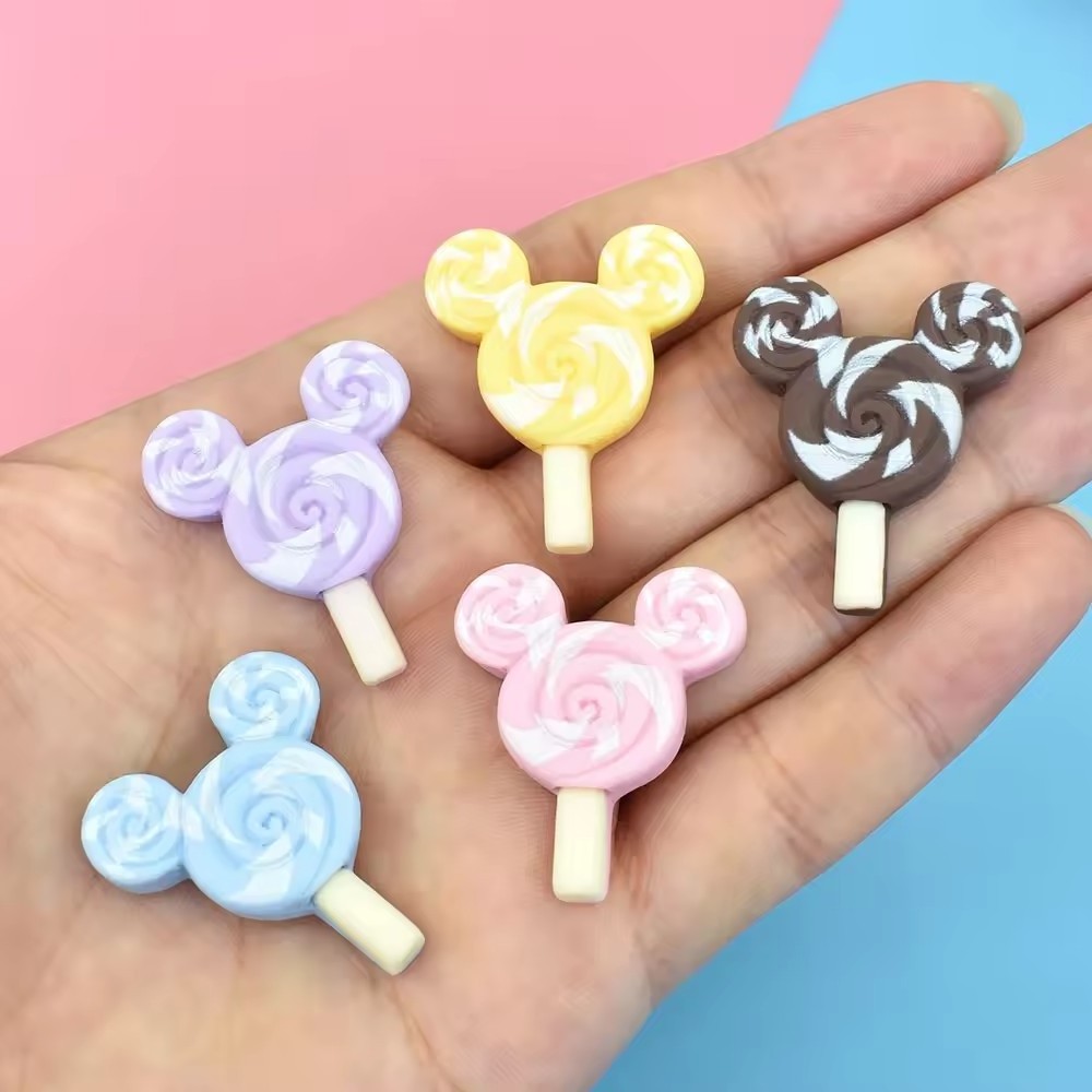 Wholesale Cartoon Lollipop Resin Accessories Miniature Cream Glue DIY Play Decorative Hairpin Mobile Case with Candy Theme