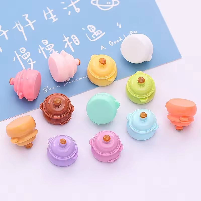 Handmade Resin Crafts Miniature Casserole Soup Pot for Doll House Food Play Cream Glue Mobile Phone Case DIY Jewelry Accessories