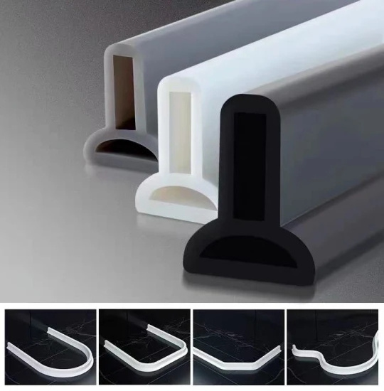 Silicone Shower Water Barrier Threshold Water Dam Retention System Floor Water Stopper Strip