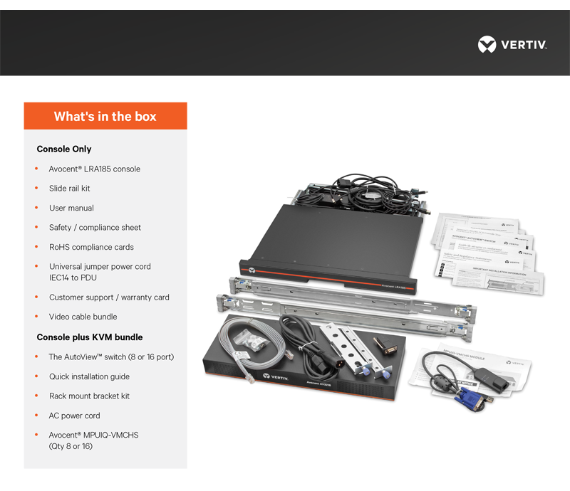 Vertiv Avocent LRA series 8 port 16 port rack LCD kvm switch over ip kvm console for data center