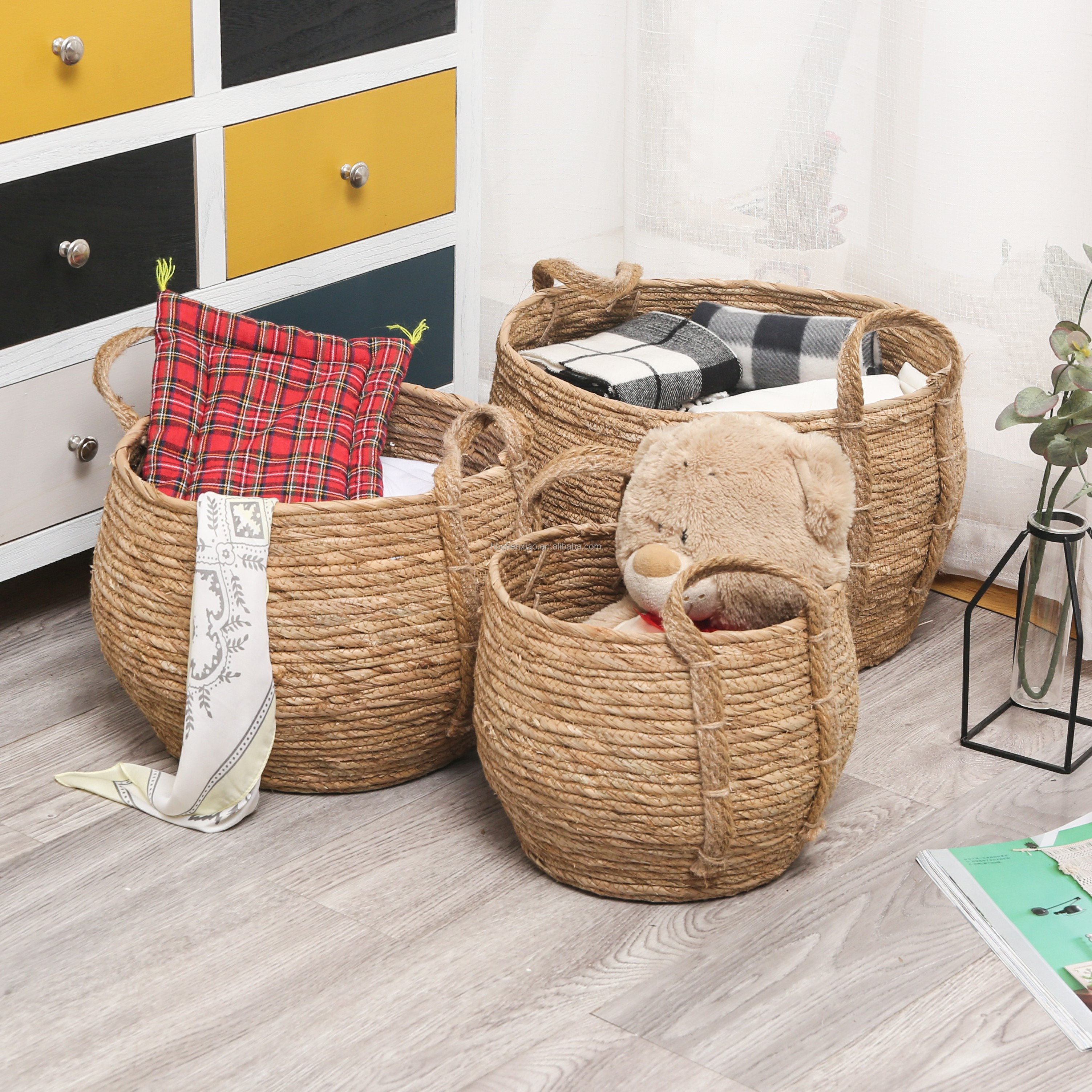 Hot sales Woven Basket Household Large Capacity Basket for Dirty Clothes Toy Miscellaneous Storage