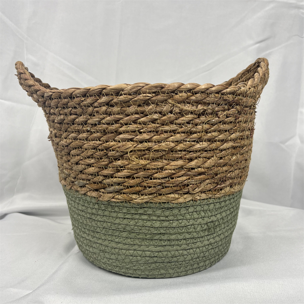 Eco Friendly  woven handmade storage rattan basket round three-piece set Grass woven flower basket