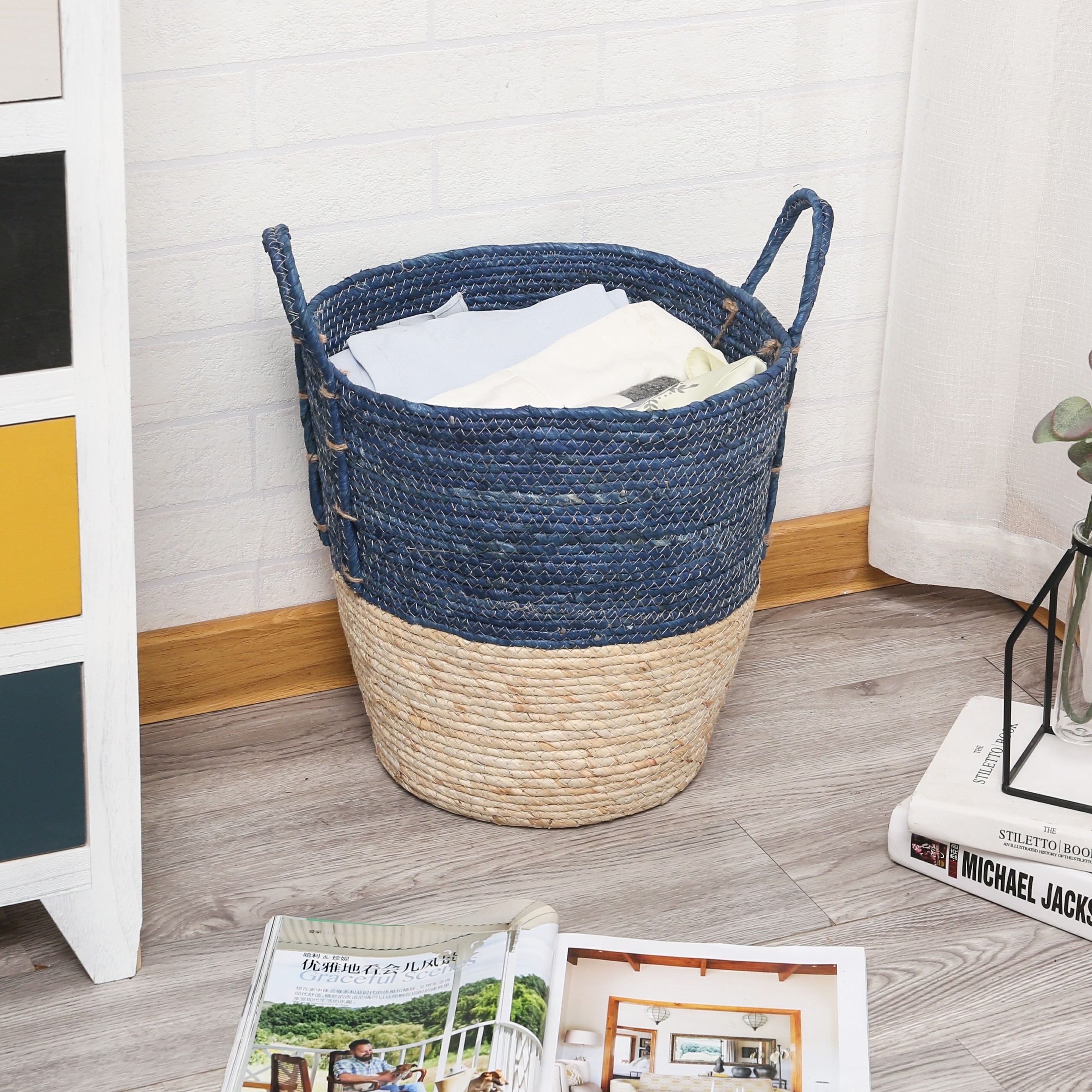 Hot sales Woven Basket Household Large Capacity Basket for Dirty Clothes Toy Miscellaneous Storage