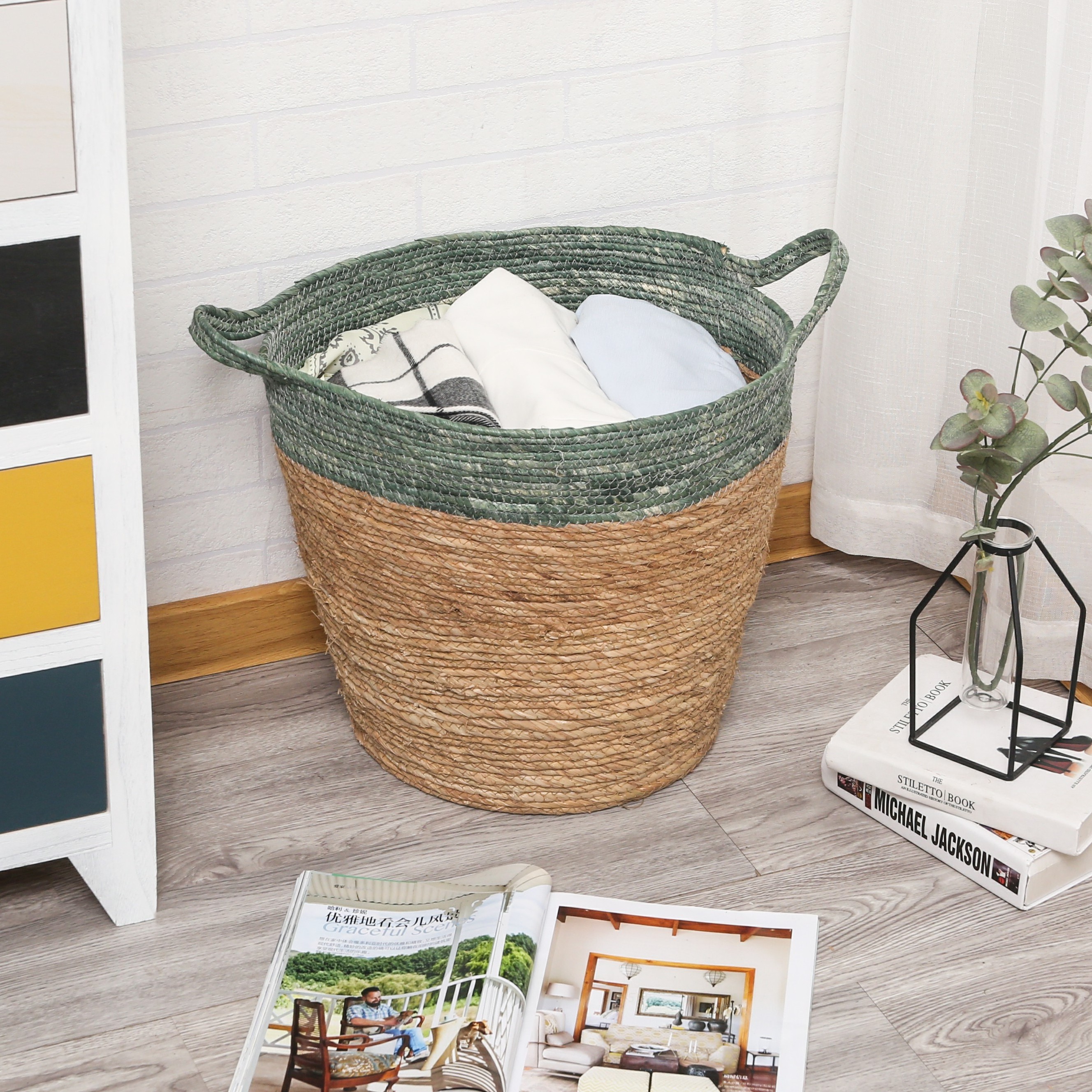 Hot sales Woven Basket Household Large Capacity Basket for Dirty Clothes Toy Miscellaneous Storage