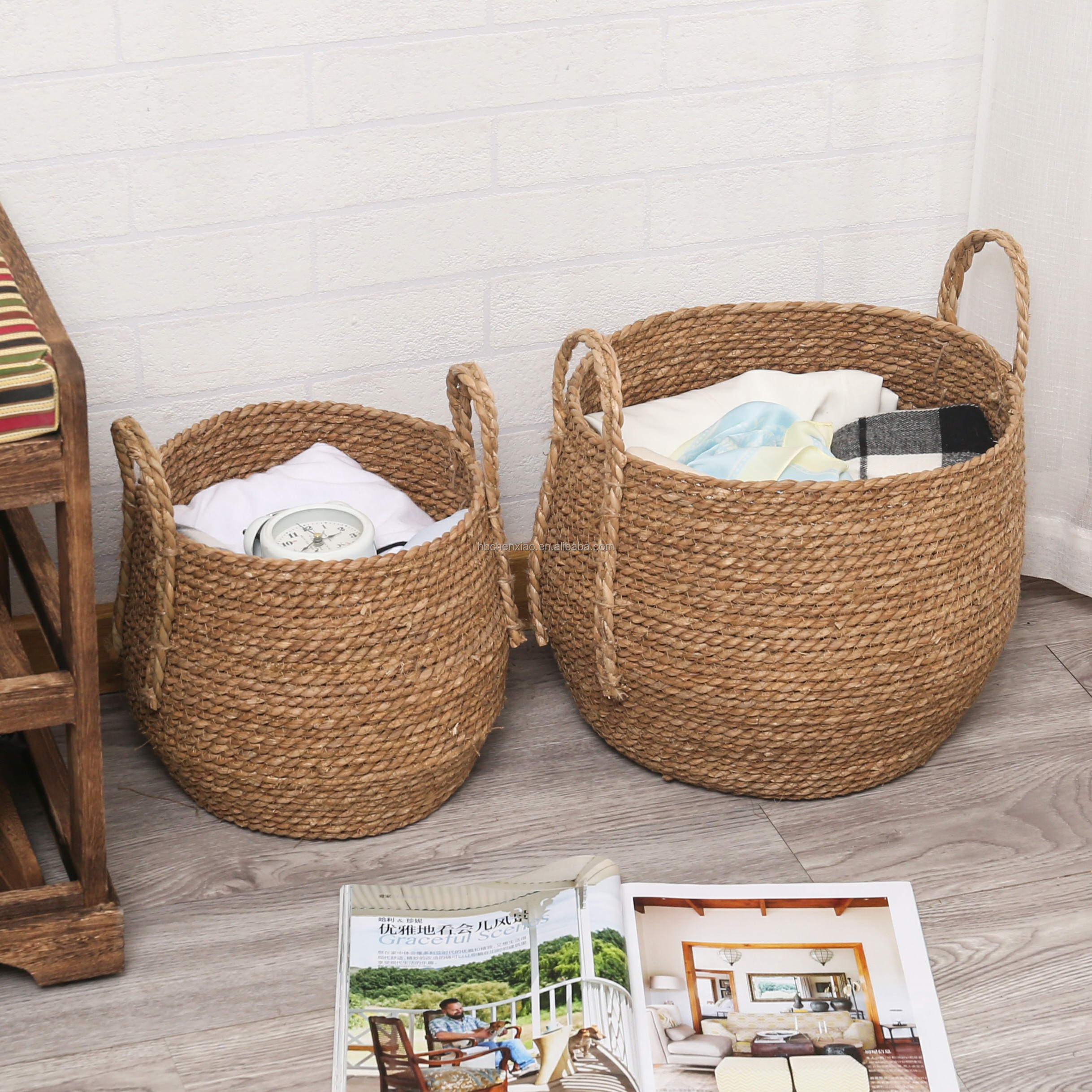 Hot sales Woven Basket Household Large Capacity Basket for Dirty Clothes Toy Miscellaneous Storage