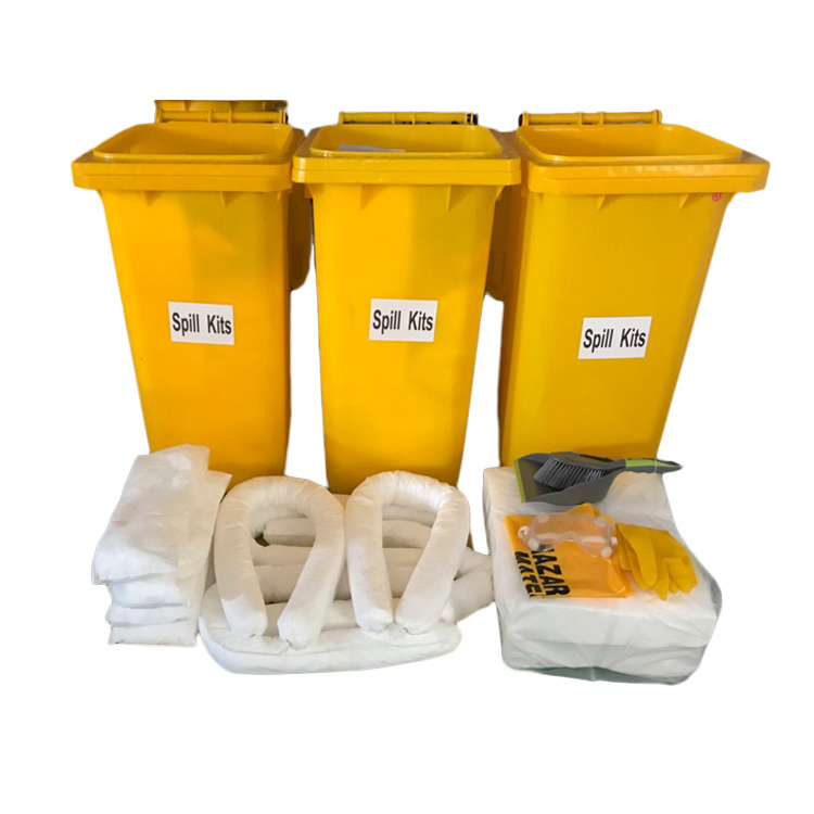 Portable oil spill kit 120L response wheelie bin oil spill kits