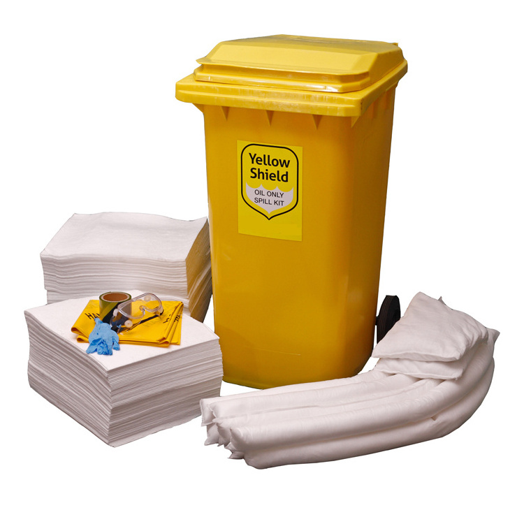 Portable oil spill kit 120L response wheelie bin oil spill kits