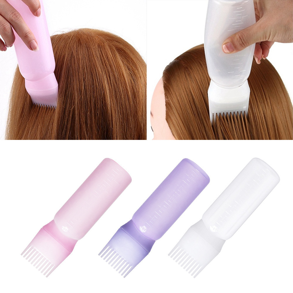 Wholesale empty 6 oz Hair Oil Dispensing Salon Coloring Dye Comb Applicator squeeze Plastic Bottle with measurement