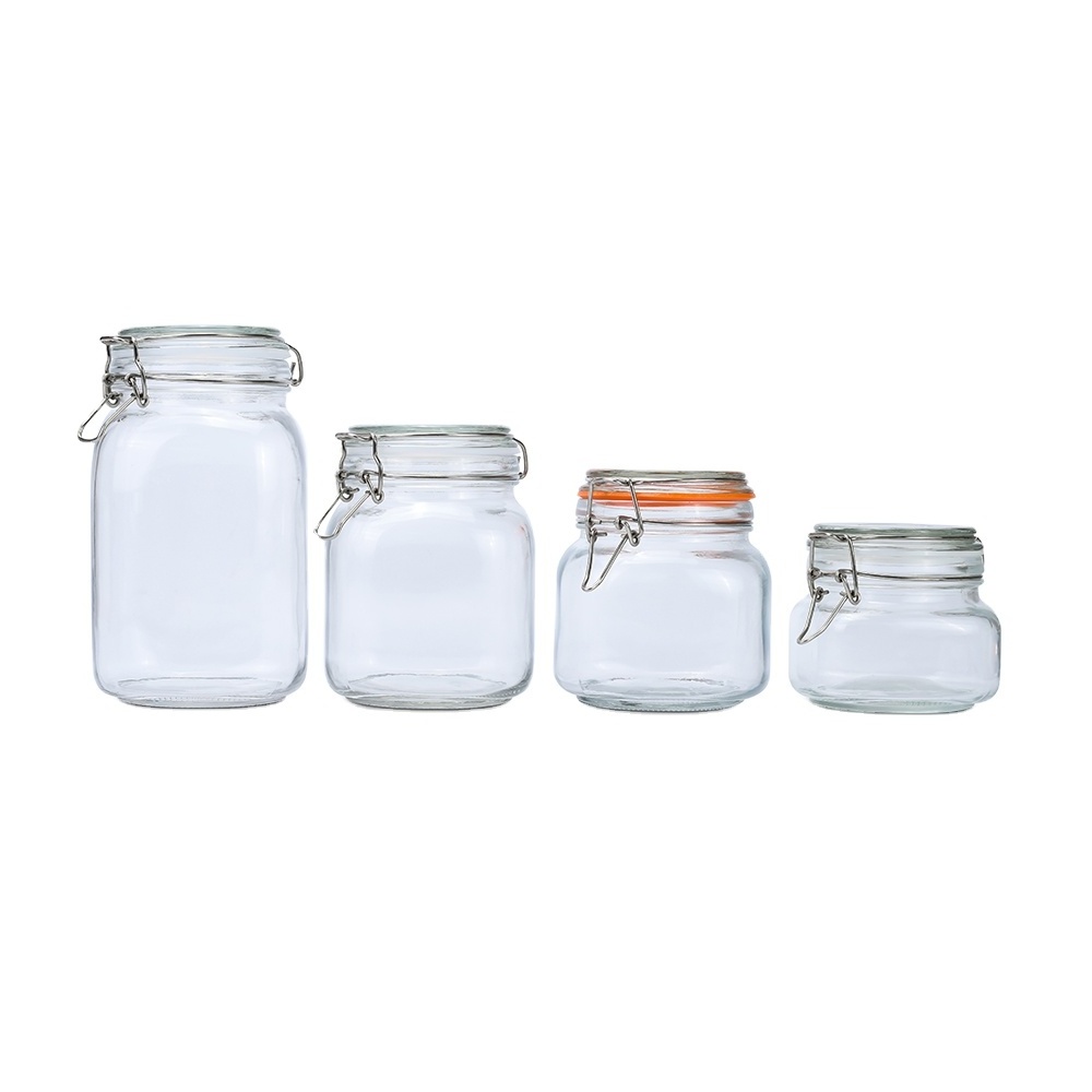 food grade Canisters storing pasta,flour,sugar, cereal,beans,candy,cookies,snacks Airtight glass storage jars with Seal Lids