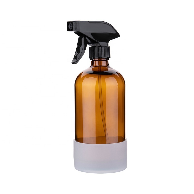 8 oz 16 oz Amber Glass Spray Bottle with Earthy Color Protective Silicone Sleeve for Bathroom n All Kitchen room Cleanser