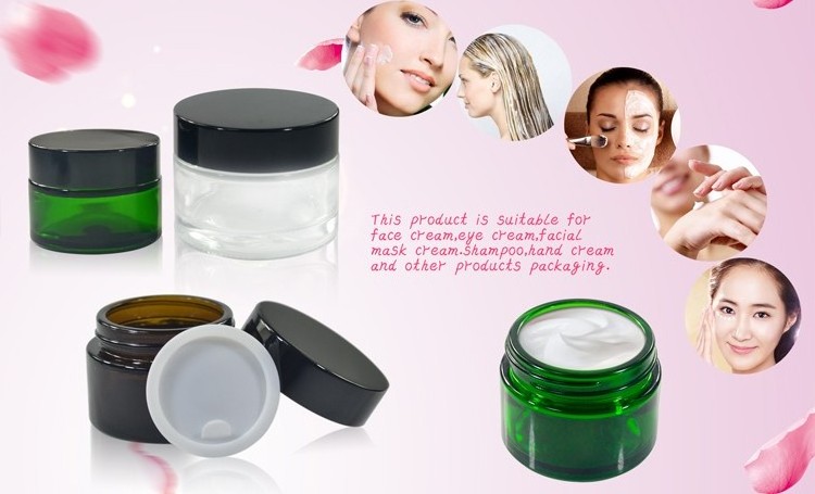 Custom Skin care lip scrub Cosmetic cylinder containers 5g 10g 20g 30g 50g 100g clear amber blue green glass cream jar with lid