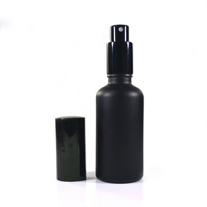 Free sample 30ml 50ml 100ml frosted matte black glass perfume mist spray bottle for facial water spray