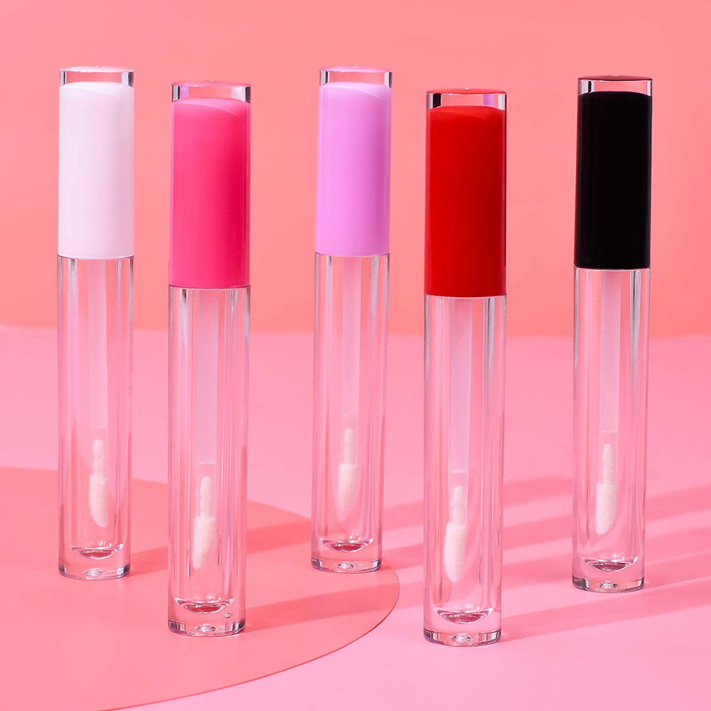 Private Label Cosmetic Bulk Wholesale Round Shape Luxury Lip Gloss Wand Bottle Tubes