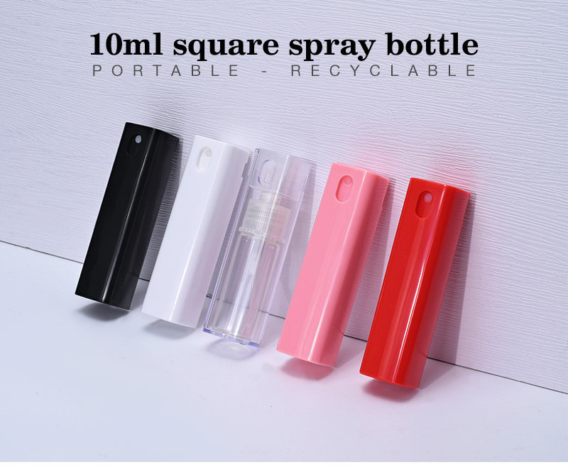 Empty pocket 10ml portable size glass inner plastic hand sanitizer perfume spray bottle with keychain fine mist atomizer